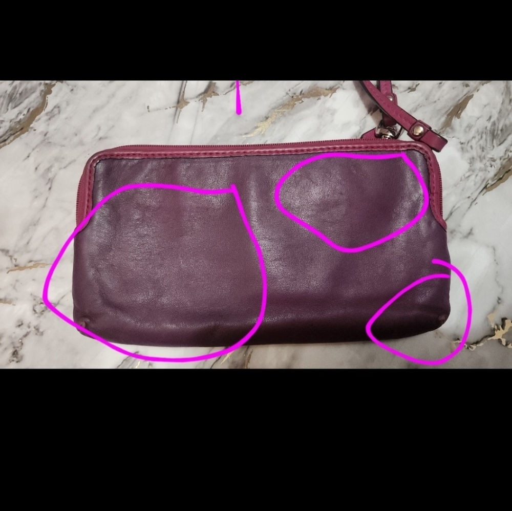 🌷Vintage Coach Daisy Leather Double Wallet / Wrislet in Magenta and Purple🌷 - Picture 10 of 15